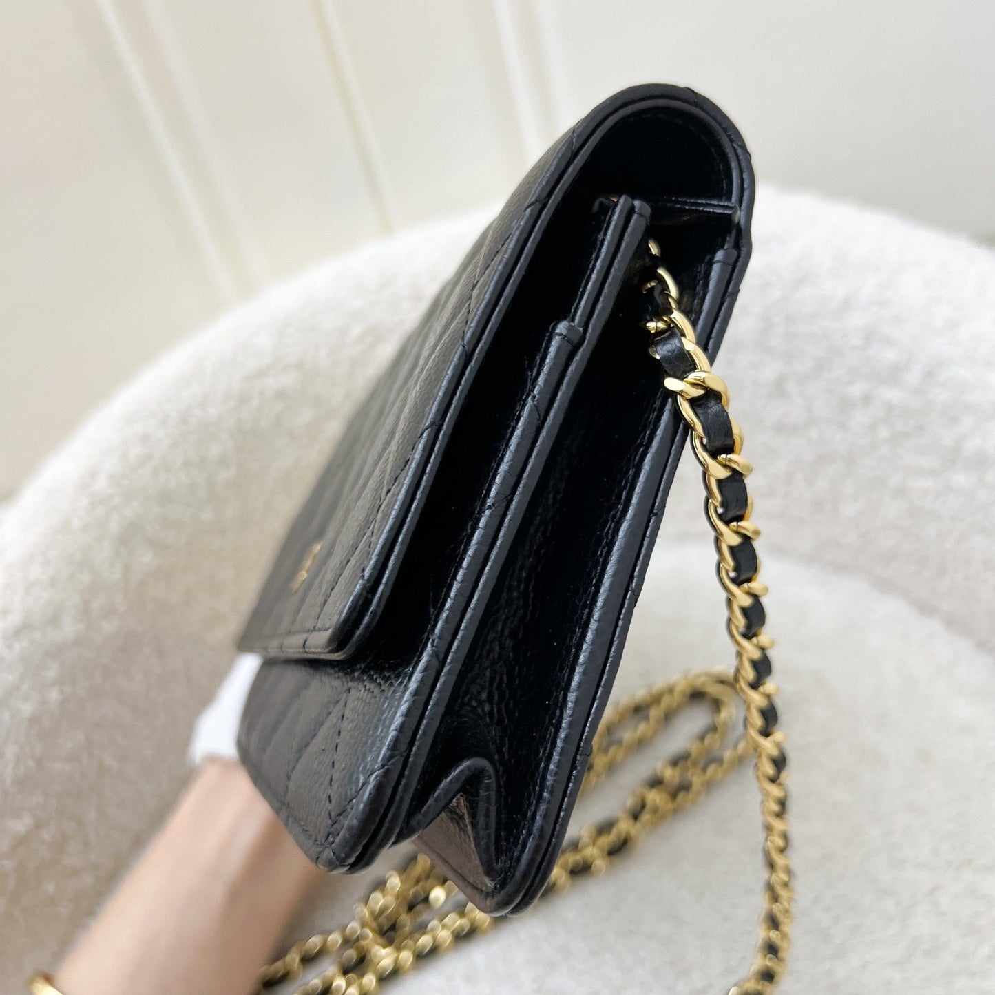 Chanel Classic Wallet on Chain WOC in Black Caviar and GHW (Model: A33814) Crossbody