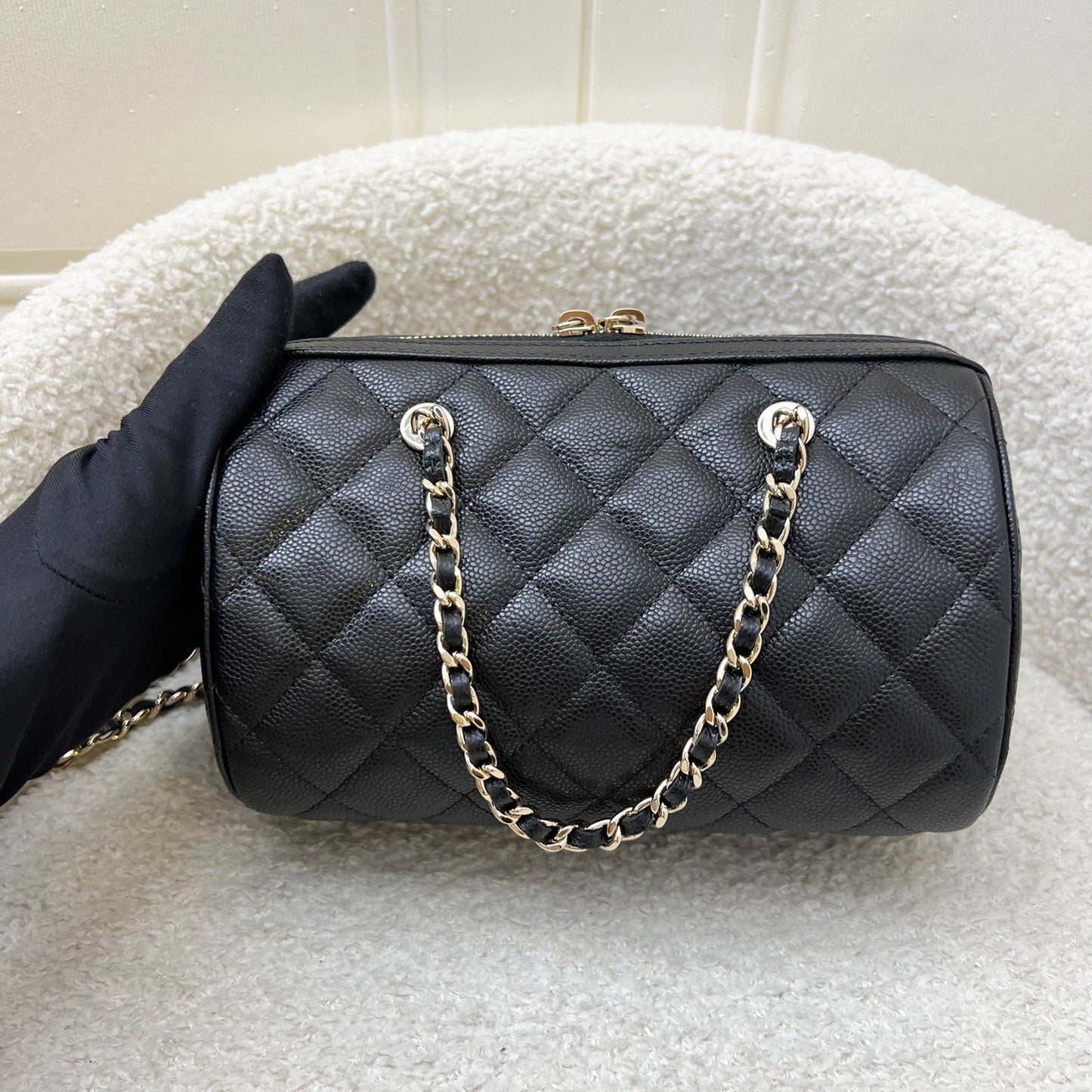 Chanel 25S Bowling Bag in Black Caviar and LGHW (Model: AP4474)