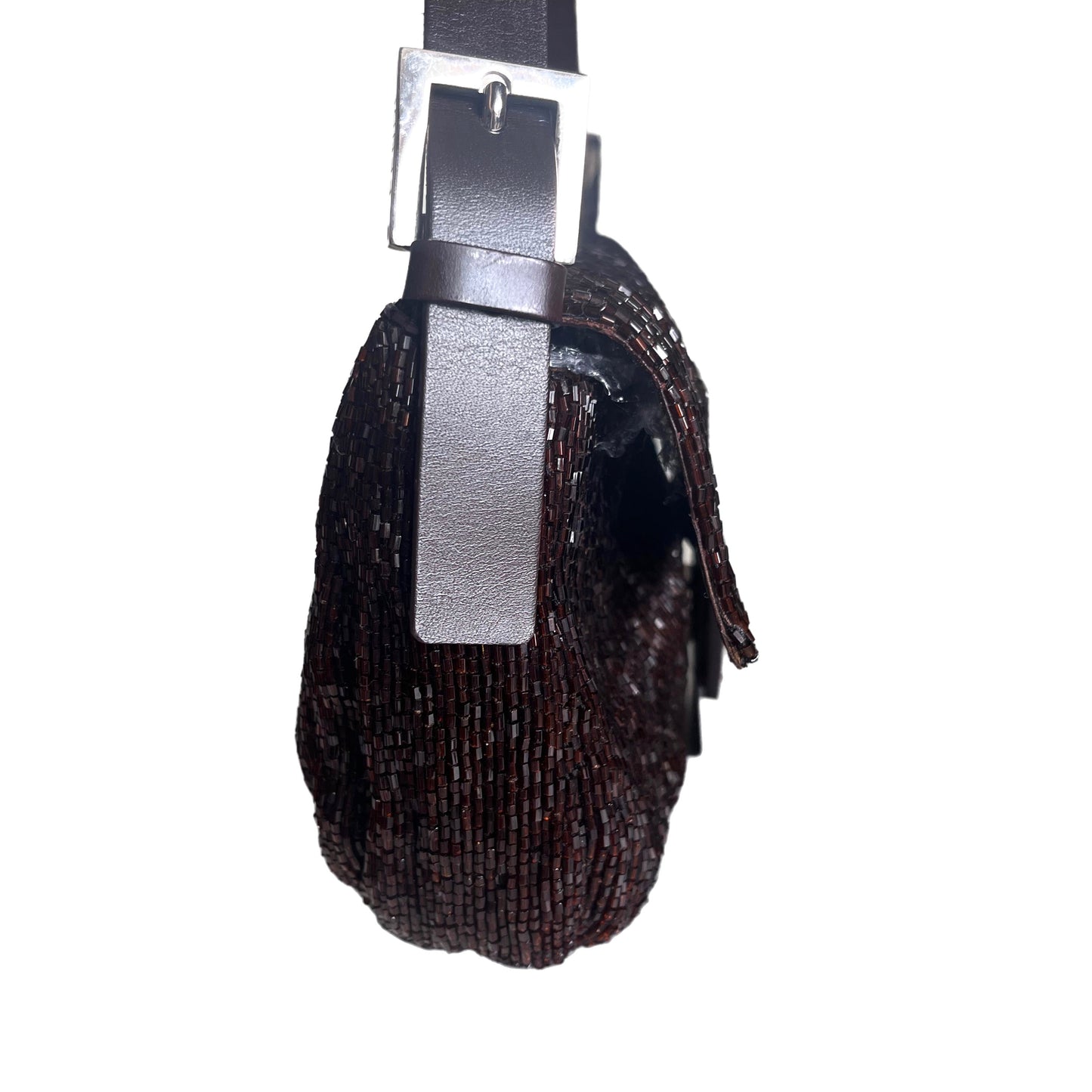 Fendi Baguette Dark Chocolate Brown Glitter Beads