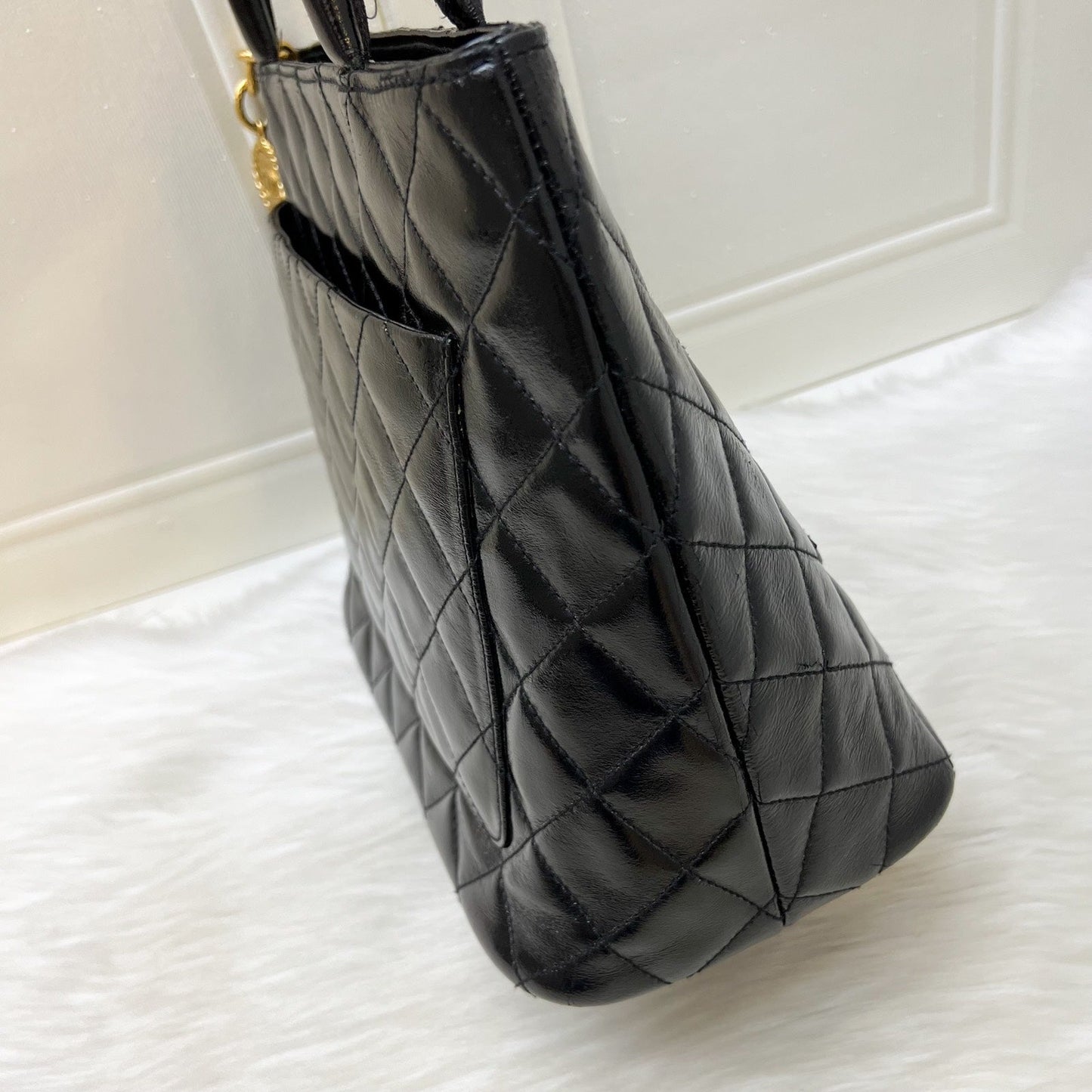 Chanel Medallion Tote in Black Glossy Calfskin and AGHW