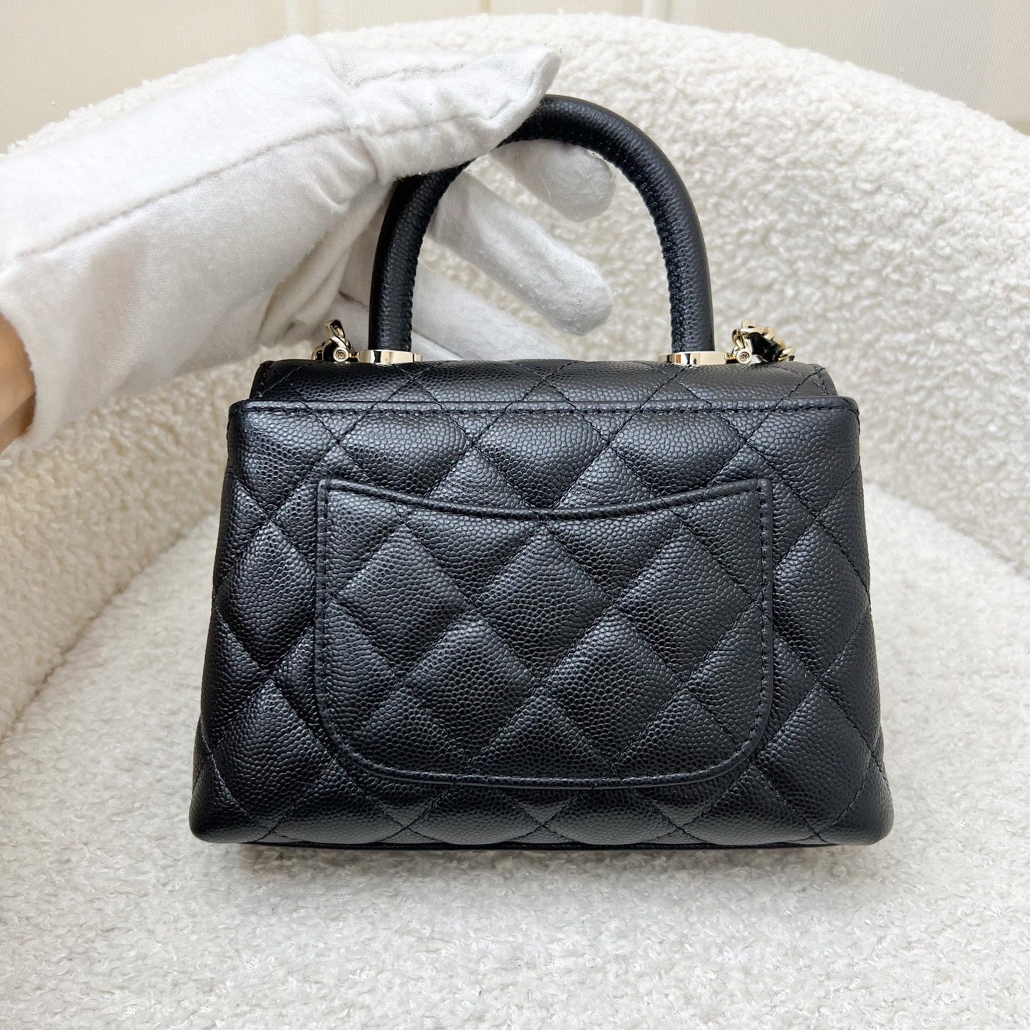 Chanel Micro Coco Handle Flap Bag in Black Caviar and LGHW (AP4244)