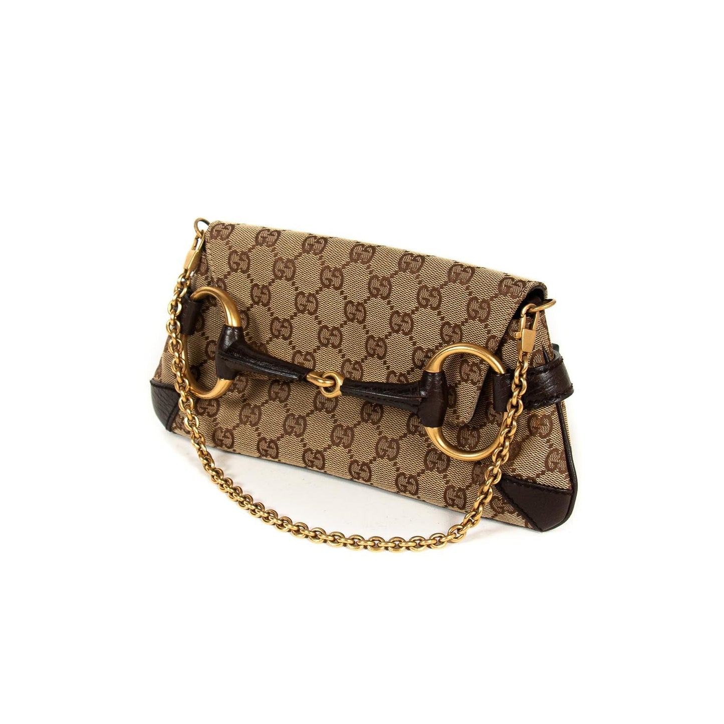 Gucci Horsebit Leather Canvas Shoulder Bag Style 3