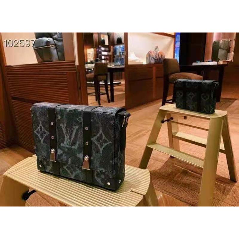 Louis Vuitton LV Men Trunk Messenger Monogram Pastel Noir Coated Canvas Handbag