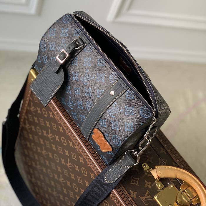 Louis Vuitton LV Unisex City Keepall Bag Blue Monogram Coated Canvas
