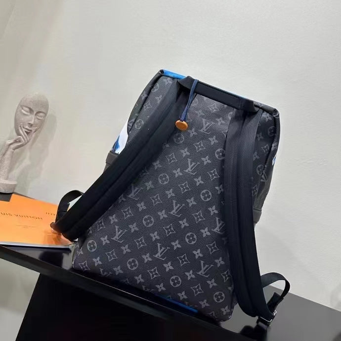Louis Vuitton LV Unisex Discovery Backpack Sunrise Monogram Eclipse Coated Canvas Cowhide Leather