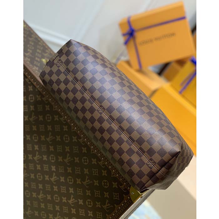 Louis Vuitton LV Unisex Graceful MM Hobo Damier Ebene Coated Canvas Cowhide Leather Shoulder Bag