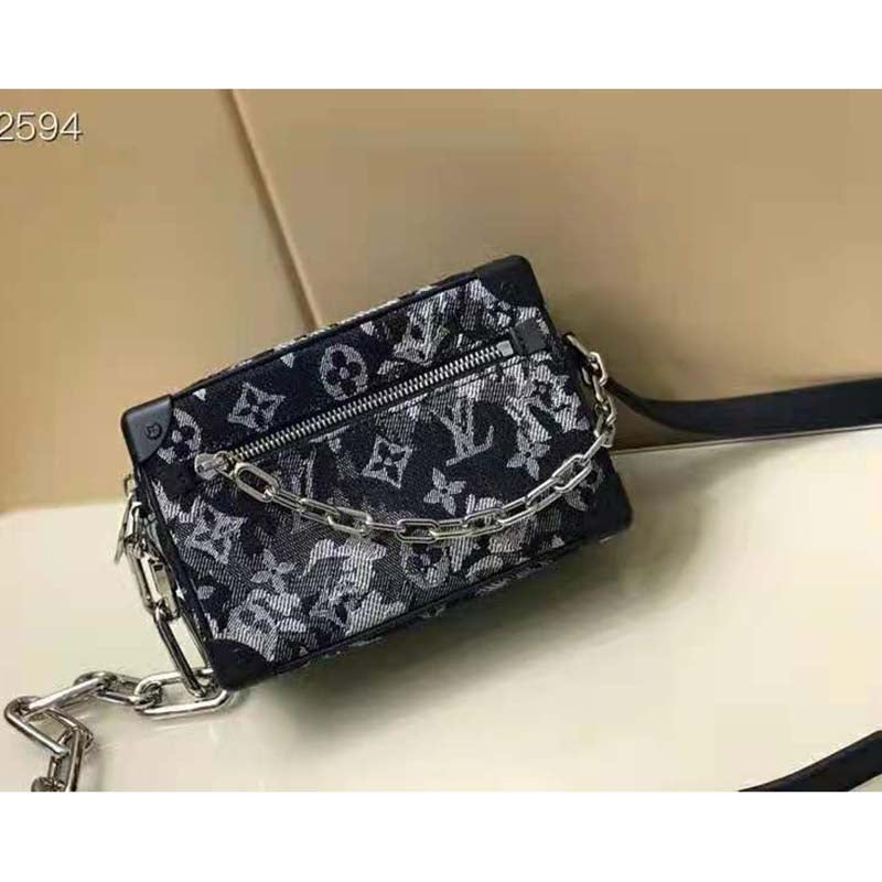 Louis Vuitton LV Unisex Mini Soft Trunk Monogram Tapestry Coated Canvas-Navy Handbag
