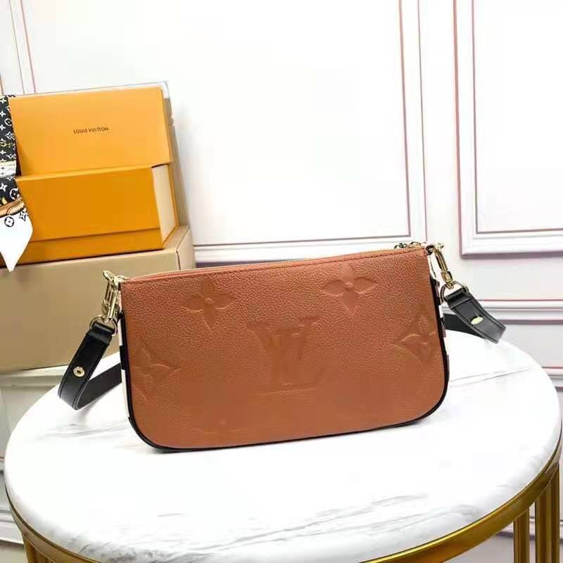 Louis Vuitton LV Unisex Multi Pochette Accessoires Black Embossed Supple Grained Cowhide Clutch