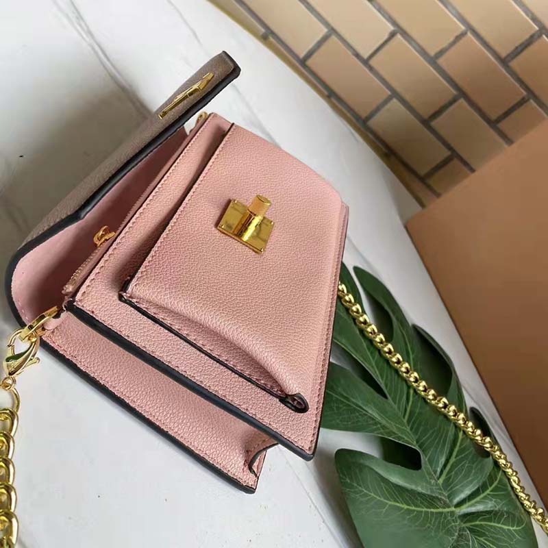 Louis Vuitton LV Women Mylockme Chain Pochette Beige Soft Grained Calfskin Clutch