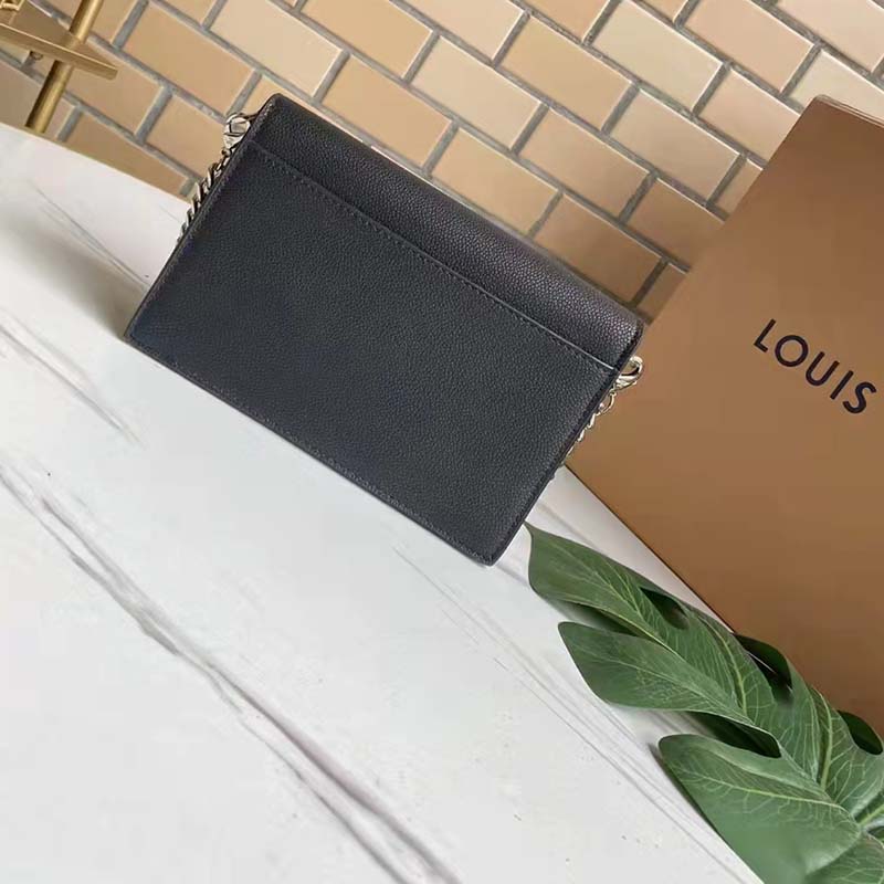 Louis Vuitton LV Unisex Mylockme Chain Pochette Black Soft Grained Calfskin Clutch