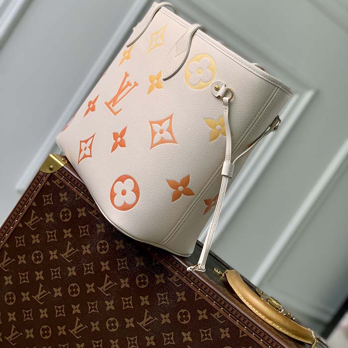 Louis Vuitton LV Unisex Neverfull MM Neutral Gradient Monogram Empreinte Embossed Cowhide Leather Tote
