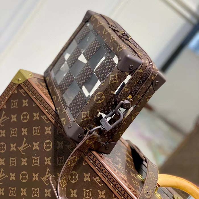 Louis Vuitton LV Unisex Slim Soft Trunk Brown Monogram Chess Coated Canvas PVC Handbag