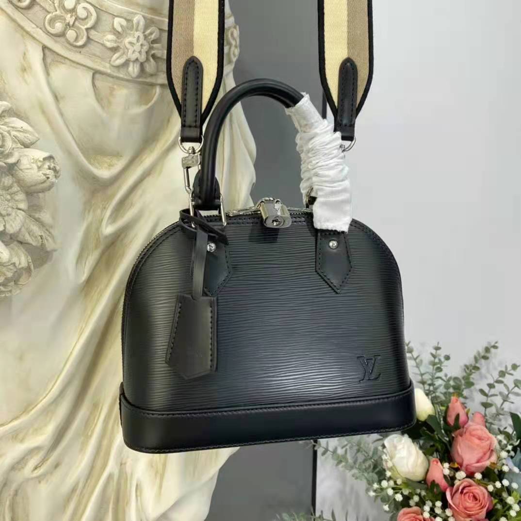 Louis Vuitton LV Women Alma BB Handbag Black Epi Grained Cowhide Leather