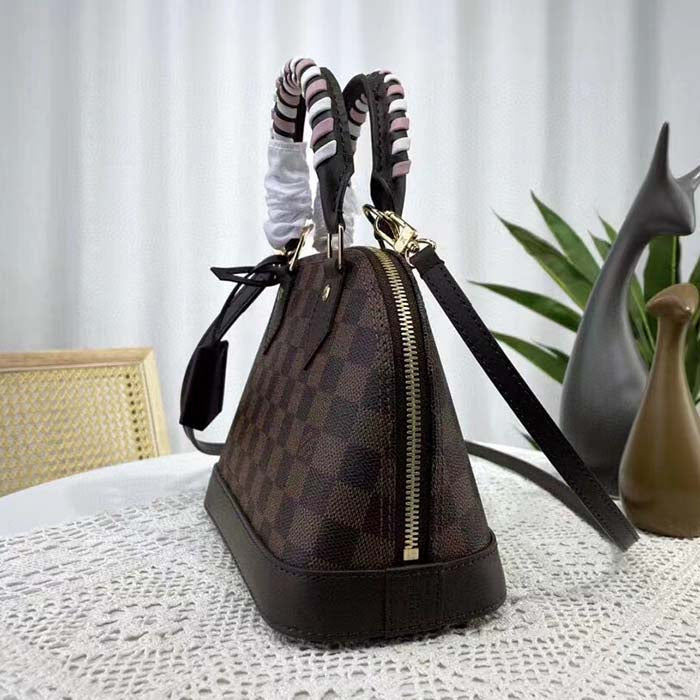Louis Vuitton LV Women Braided Alma BB Brown Damier Ebene Coated Canvas Handbag