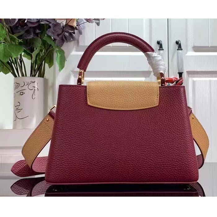 Louis Vuitton LV Women Capucines BB Handbag Griotte Red Arizona Taurillon Cowhide Leather