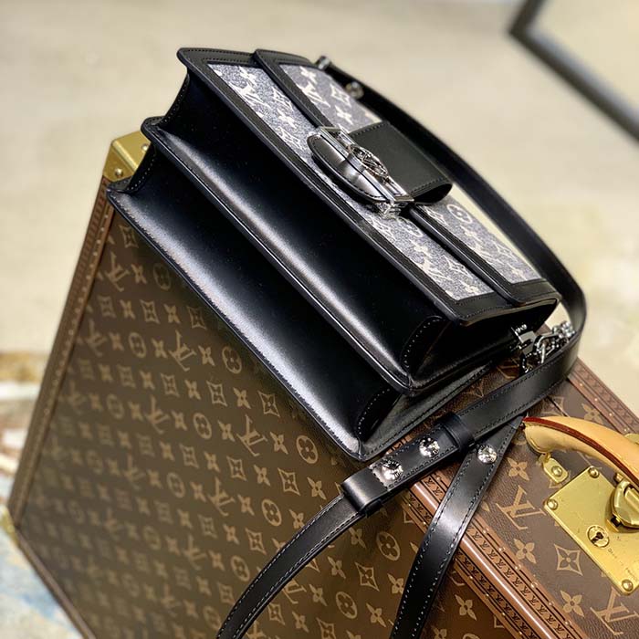 Louis Vuitton LV Women Dauphine MM Handbag Gray Textile Jacquard
