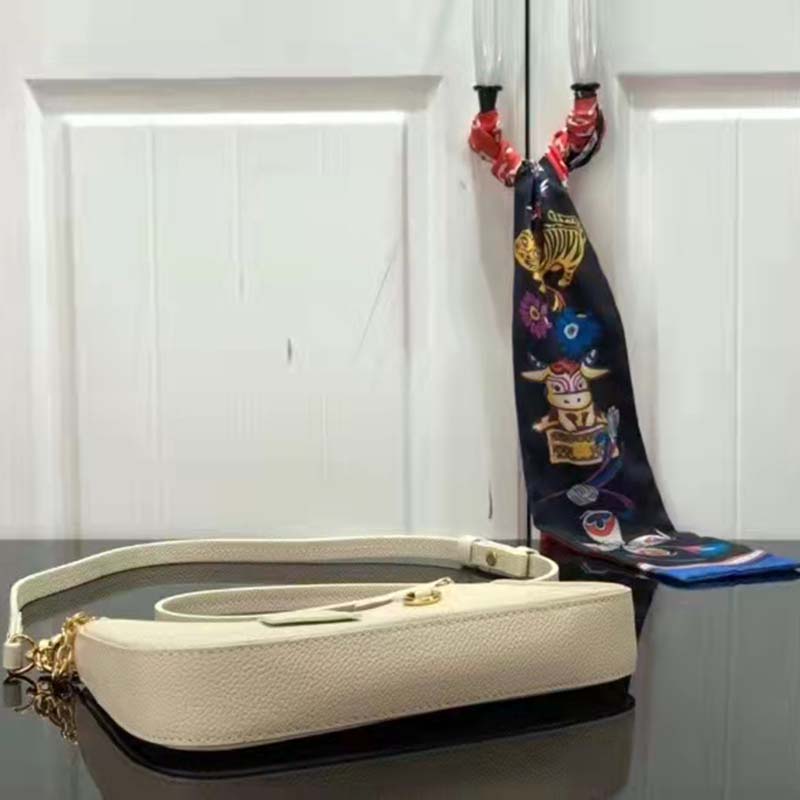 Louis Vuitton LV Women Easy Pouch On Strap White Monogram Supple Grained Cowhide Clutch