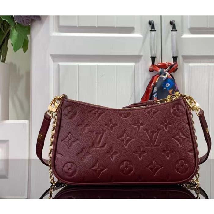 Louis Vuitton LV Women Easy Pouch Wine Red Monogram Empreinte Embossed Grained Cowhide Leather Clutch
