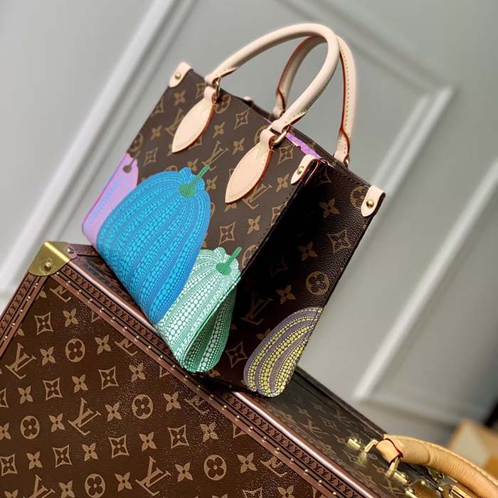 Louis Vuitton LV Women LV x YK OnTheGo PM Monogram Coated Canvas Pumpkin Print Tote