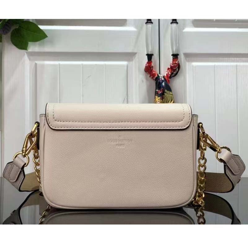 Louis Vuitton LV Women Lockme Tender Quartz White Grained Calf Leather Handbag