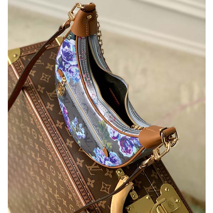 Louis Vuitton LV Women Loop Baguette Handbag Blue Coated Canvas