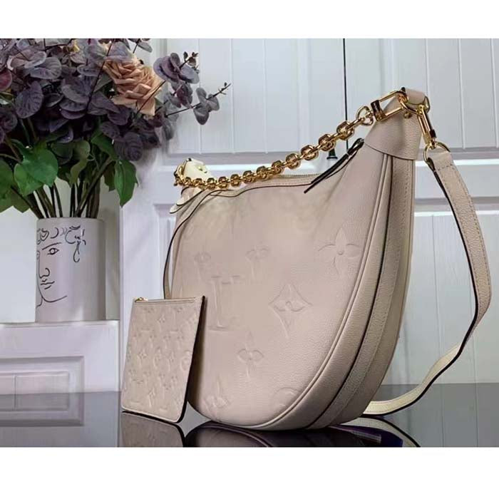 Louis Vuitton LV Women Loop Hobo Cream Monogram Empreinte Embossed Grained Cowhide Leather Shoulder Bag