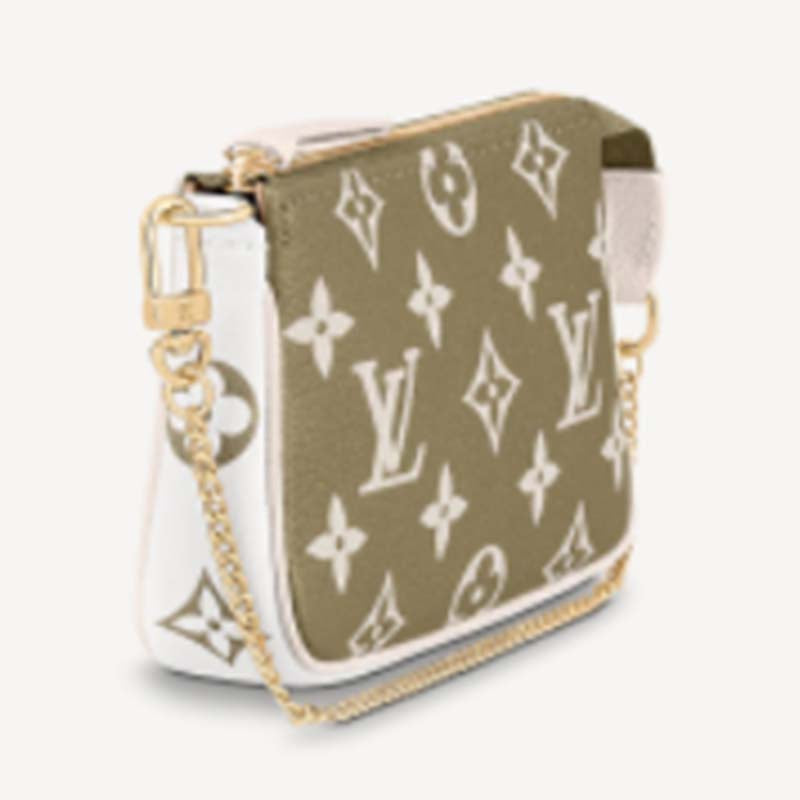Louis Vuitton LV Women Mini Pochette Accessoires Green Monogram Empreinte Embossed Supple Grained Cowhide Clutch