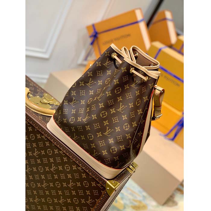 Louis Vuitton LV Women Noé Bucket Bag Brown Monogram Coated Canvas Cowhide Leather