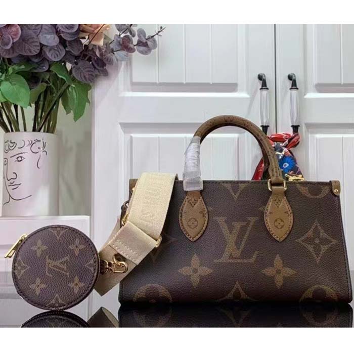 Louis Vuitton LV Women OnTheGo East West Giant Monogram Monogram Reverse Coated Canvas Tote