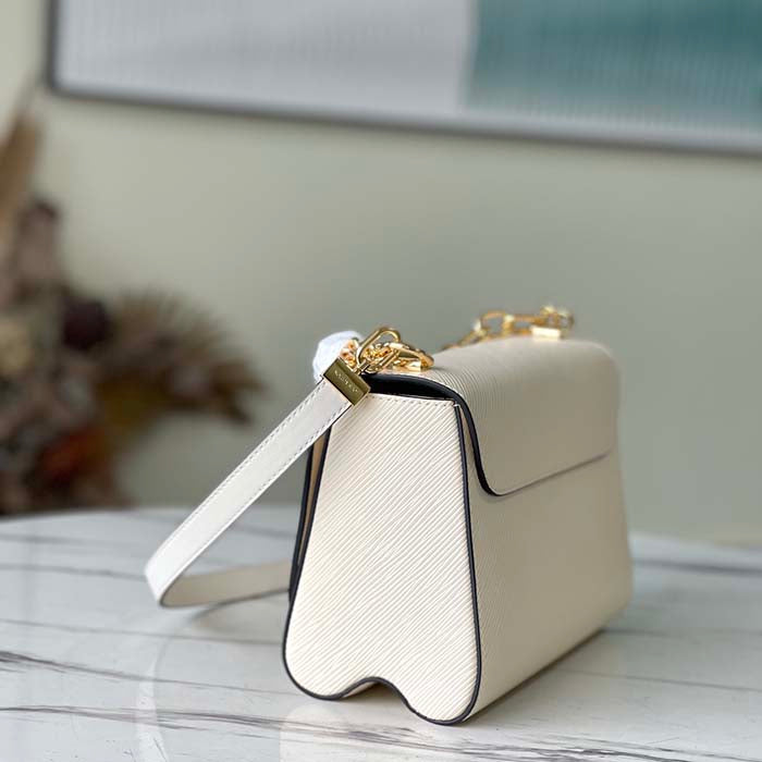 Louis Vuitton LV Women Twist MM Handbag Quartz White Epi Grained Leather