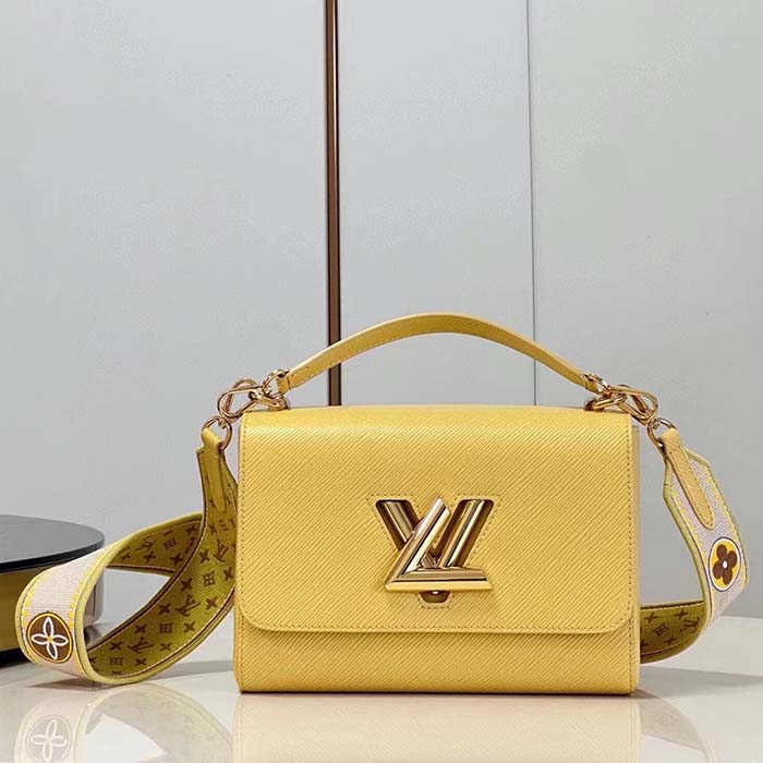 Louis Vuitton LV Women Twist MM Yellow Epi Grained Leather Handbag