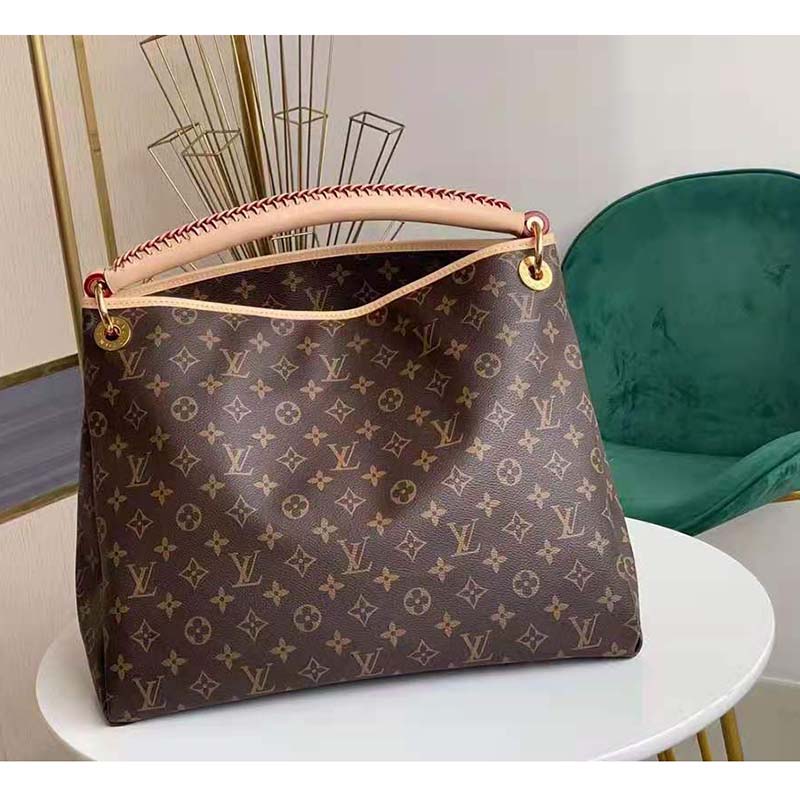 Louis Vuitton Unisex Artsy MM Monogram Coated Canvas Natural Cowhide Leather Handbag