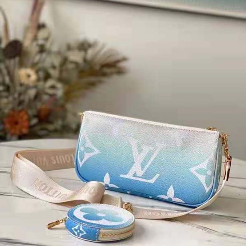 Louis Vuitton Unisex Multi Pochette Accessoires Blue Monogram Giant Coated Canvas Clutch