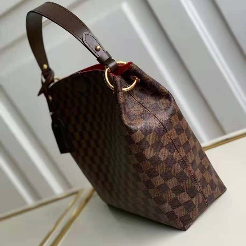 Louis Vuitton Women Graceful PM Hobo Brown Damier Ebene Coated Canvas Shoulder Bag