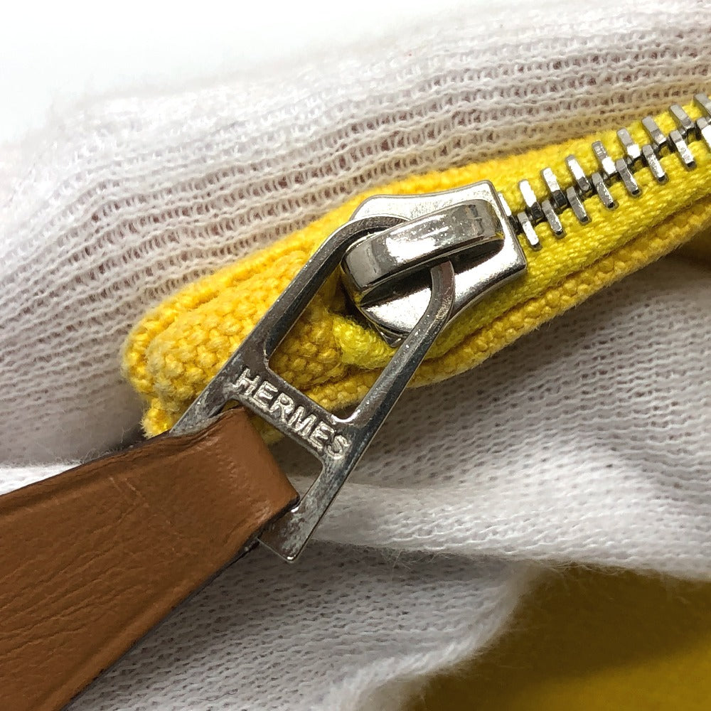 HERMES Pouch canvas yellow New Yachting Pouch GM Women