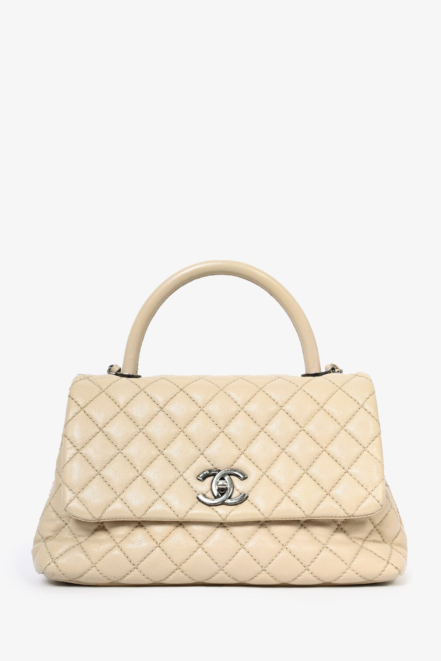 Chanel™ 2016 Cream Leather Small Coco Top Handle Handbag