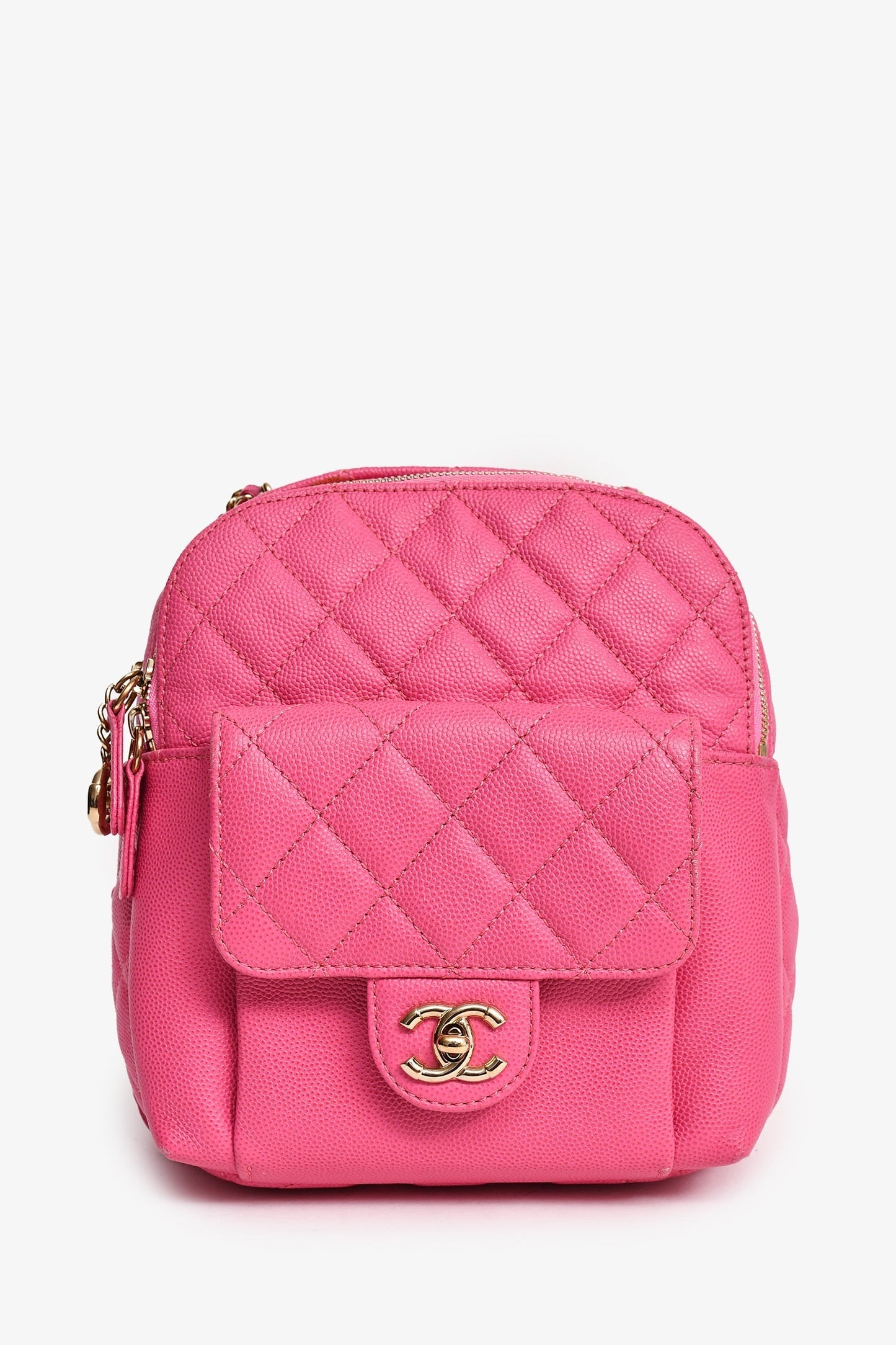 Chanel™ 2019 Hot Pink Caviar Leather Mini Chain Backpack