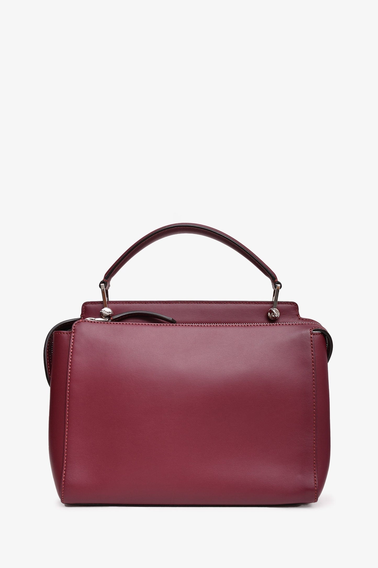 Fendi Burgundy Leather Lace Up 'Dotcom' Top Handle with Strap