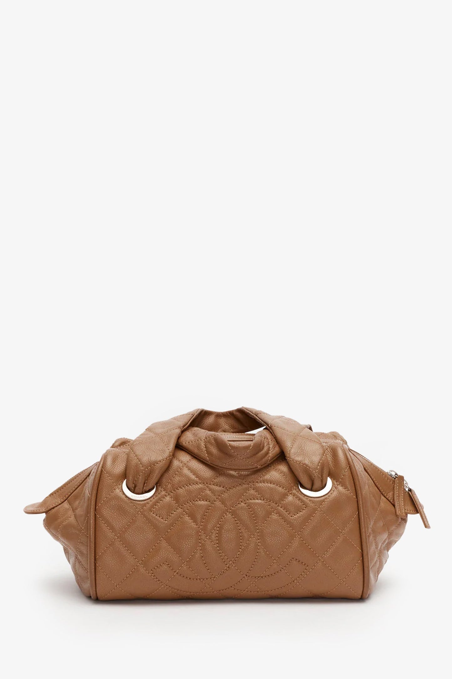 Chanel™ Brown Quilted Caviar Leather Timeless Bowler Bag