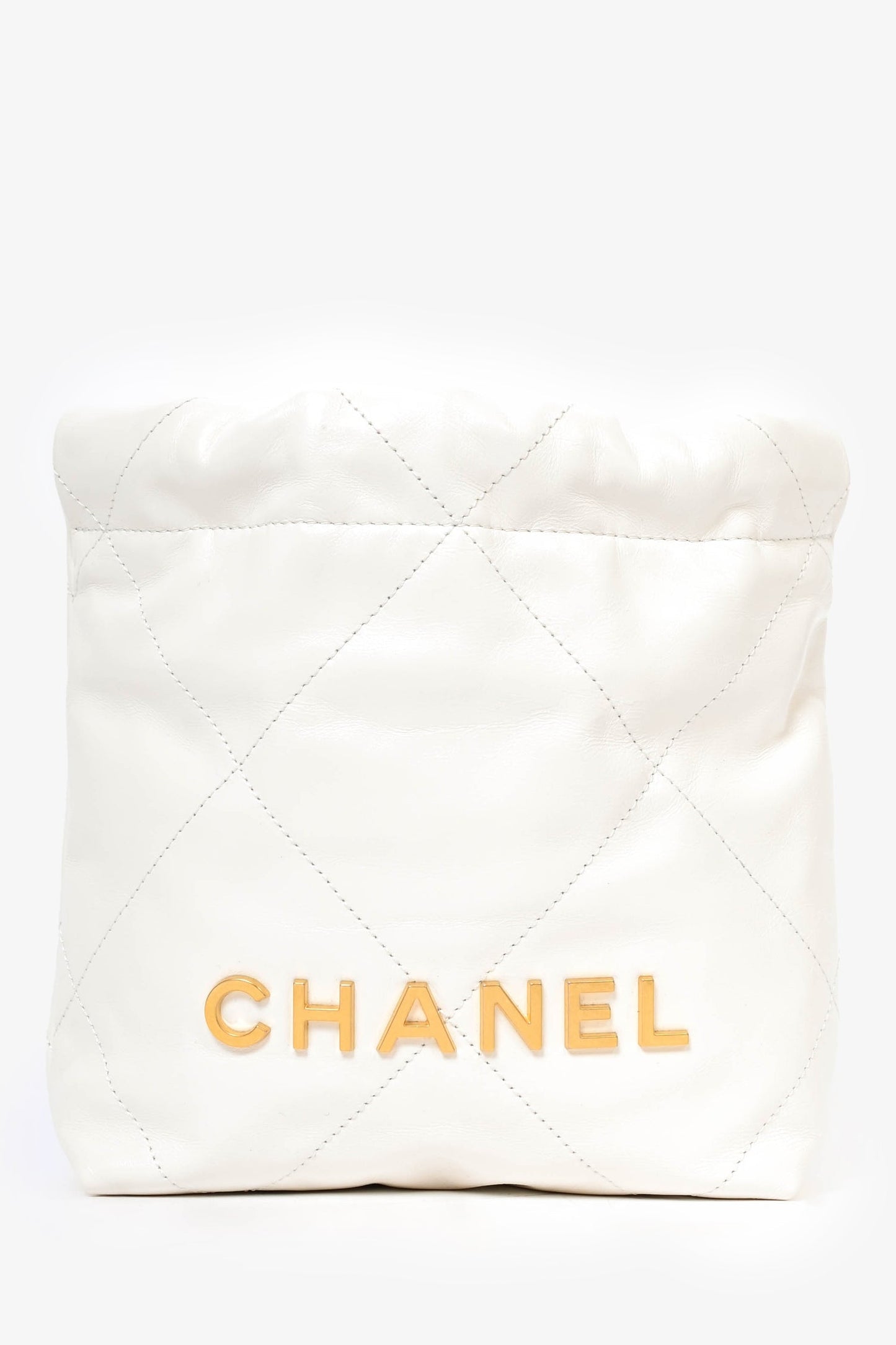 Chanel™ 22 White Lambskin Mini Hobo Shoulder Bag