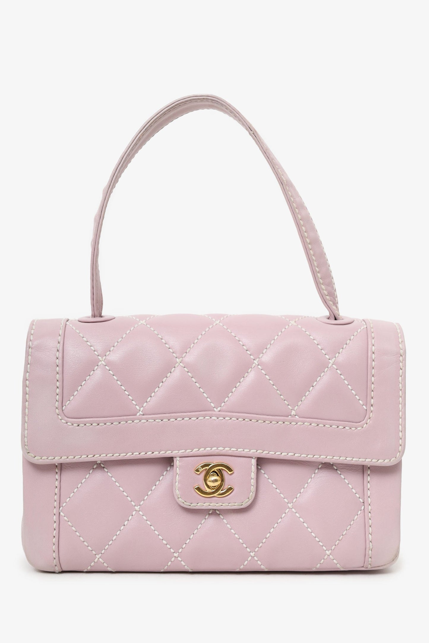 Chanel™ 2004-05 Lilac Purple Wild Stitch Medium Top Handle Flap Bag