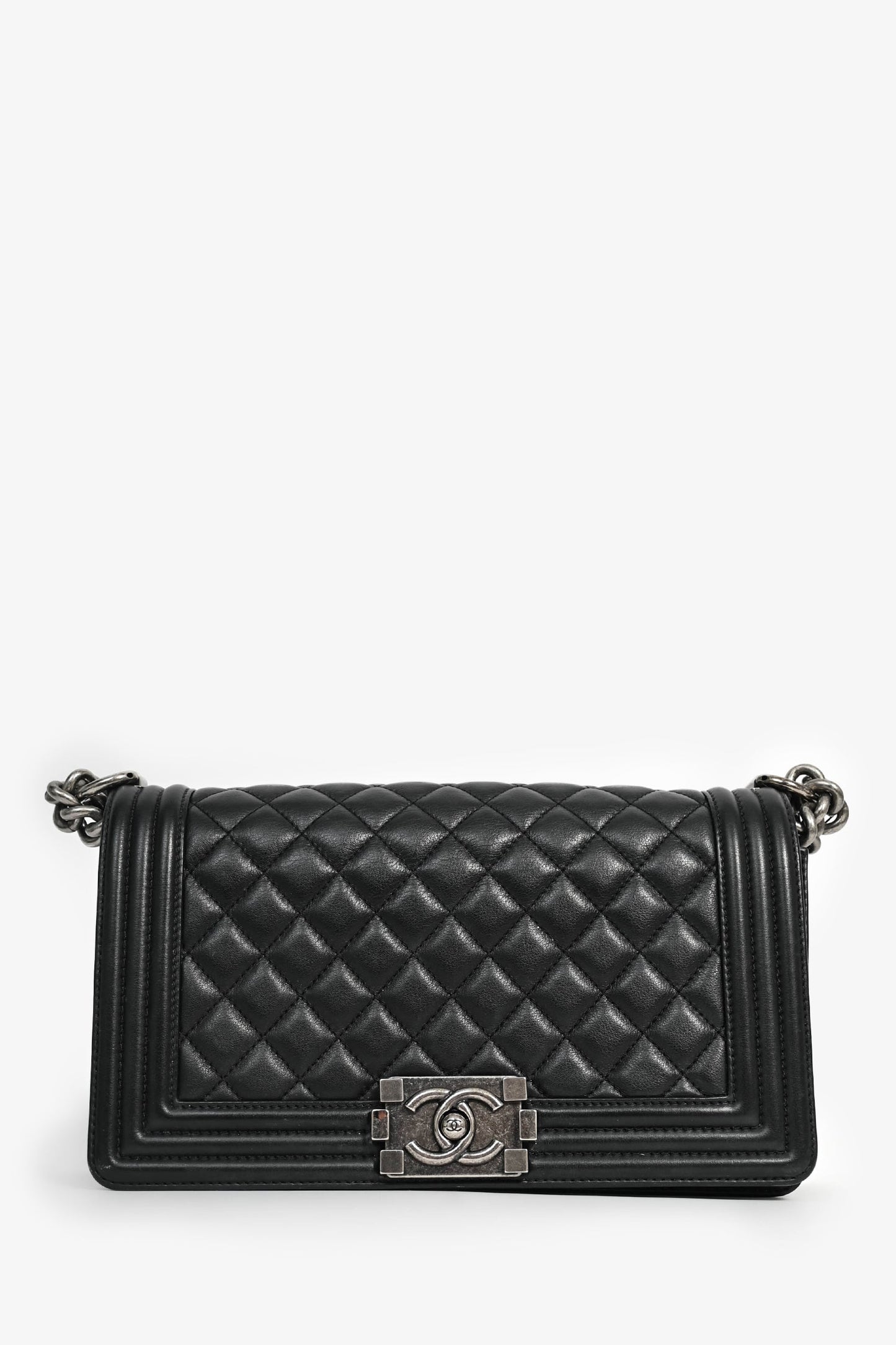 Chanel 2019 Black Leather Medium Boy Bag