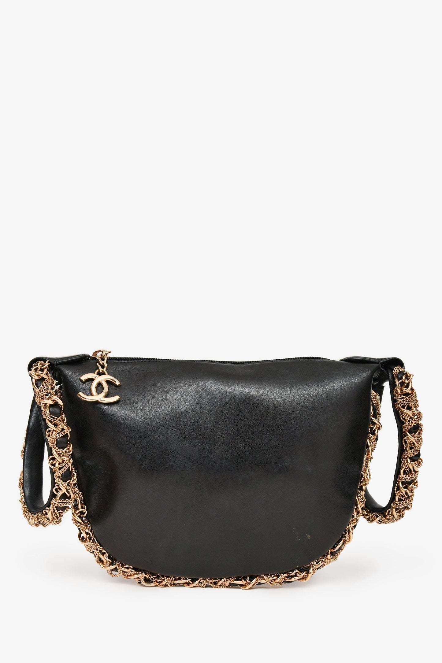 Chanel™ 2012/13 Black Lambskin Twisted Chain Hobo Mini Handbag