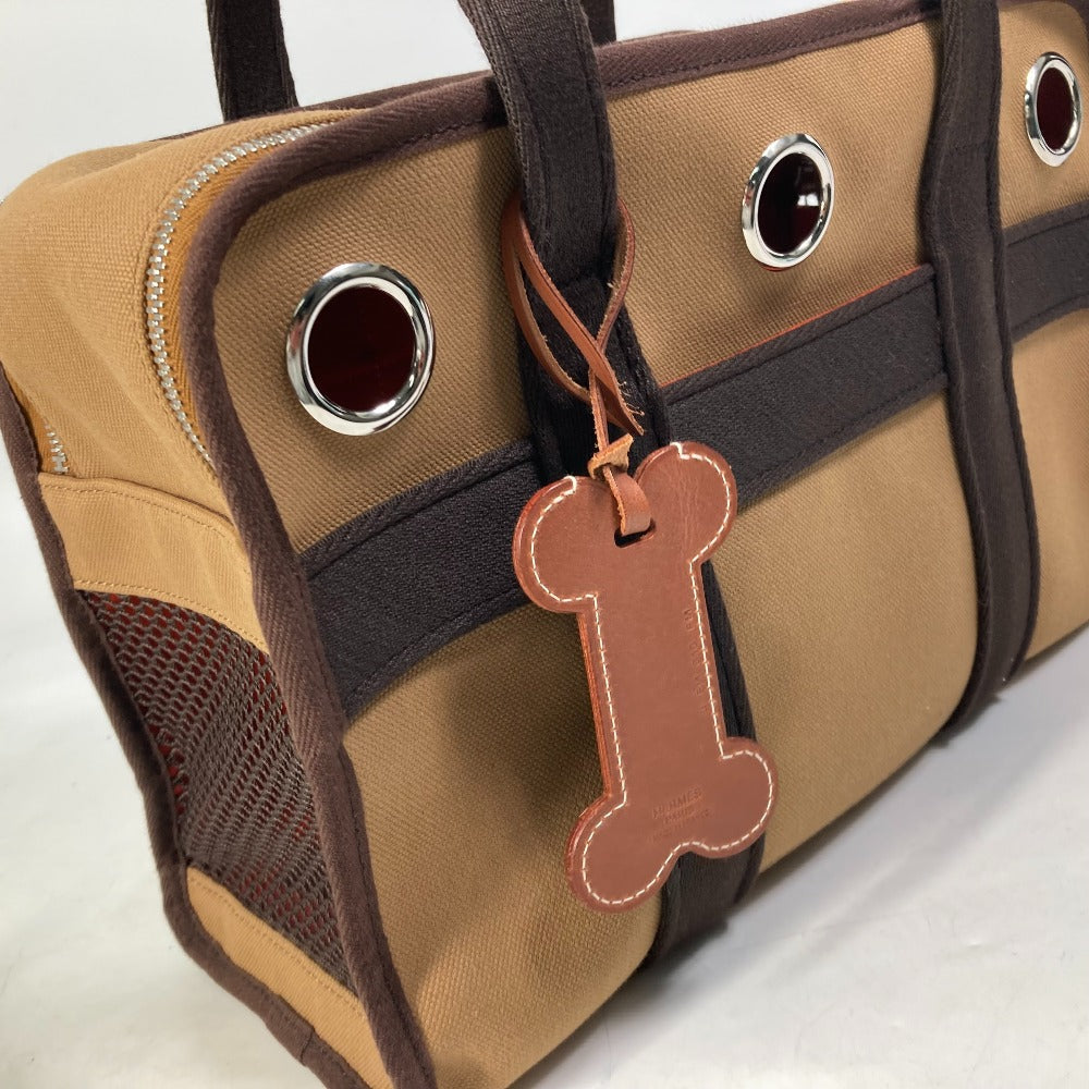 HERMES Boston Duffel bag Nylon, Cotton, Polyurethane Brown Pet Dog Tote Bag Bag for small dogs under 5kg Dog carry unisex(Unisex)