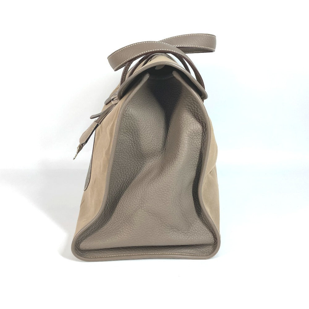 HERMES Handbag Leather / canvas gray Punching H logo Hood