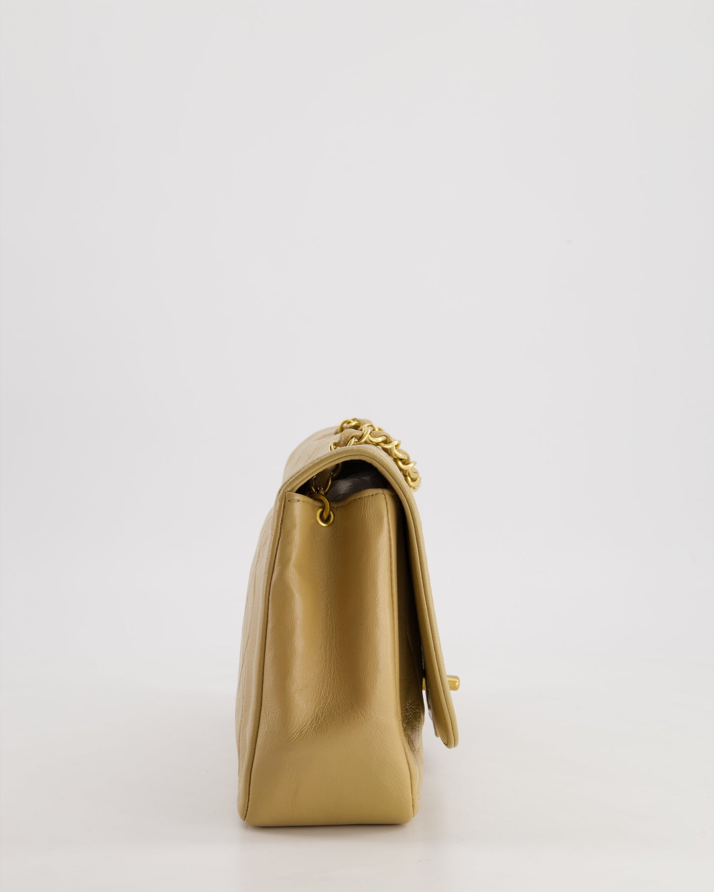 Chanel Beige Diana Flap Bag in Lambskin Leather with 24K Gold Hardware