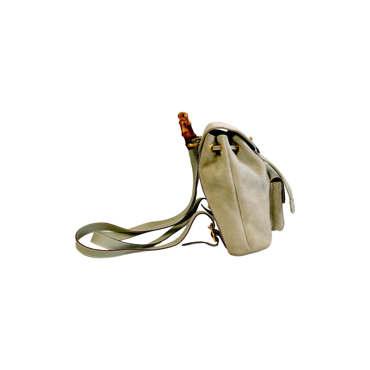 Gucci Bamboo Green Leather Suede Backpack