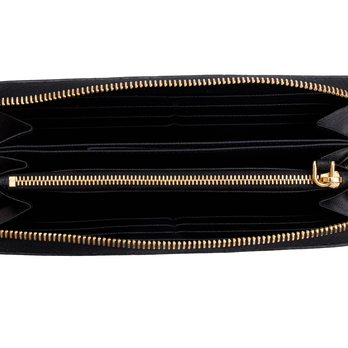 Prada Black Saffiano Leather Zip Around Wallet