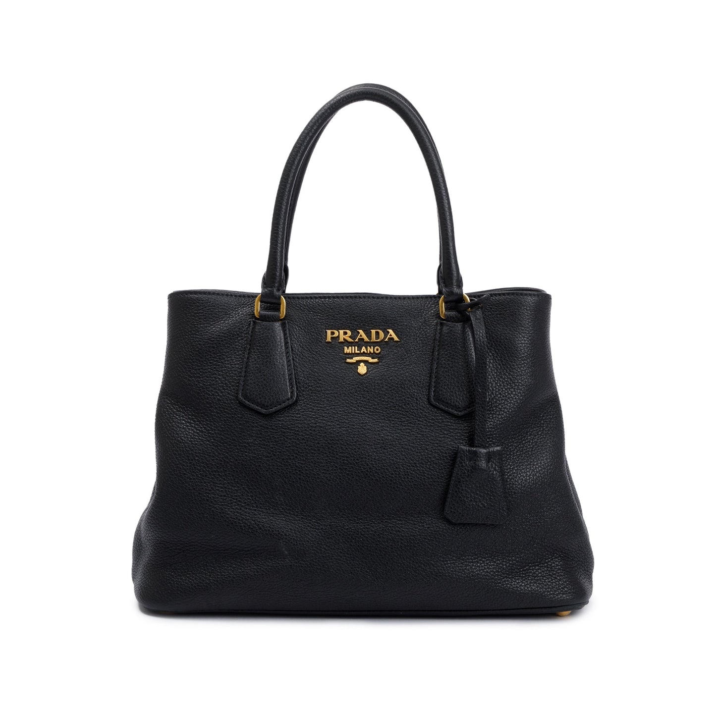 Prada Black Vitello Phenix Convertible Tote