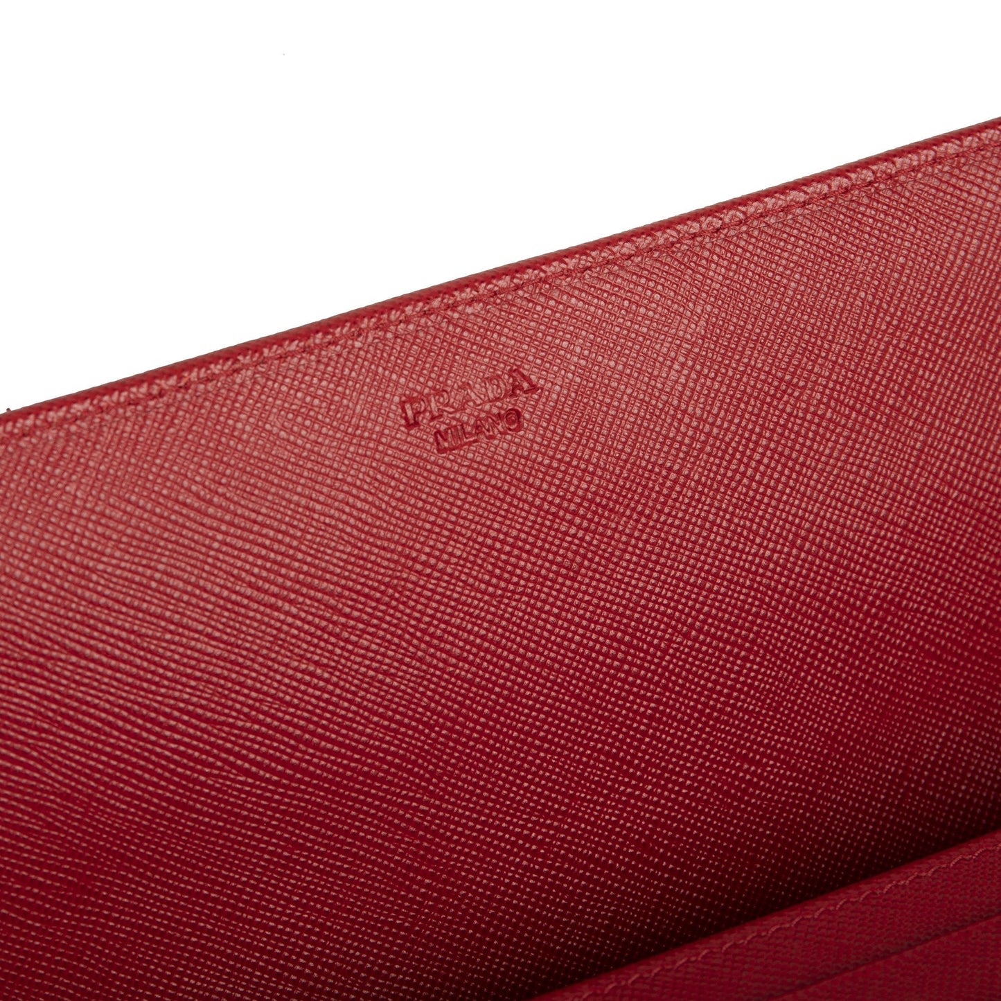Prada Red Saffiano Wallet on Chain